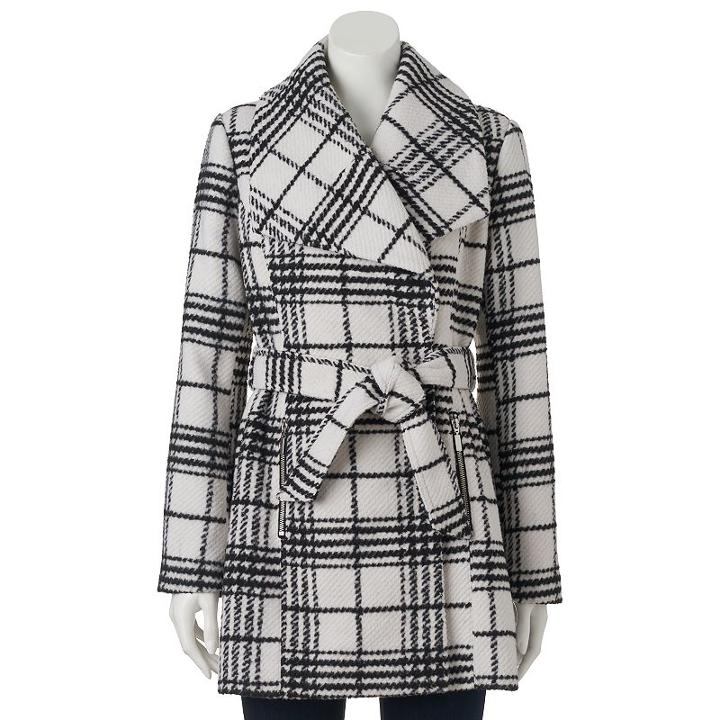 Juniors' Iz Byer California Belted Plaid Faux-wool Coat, Girl's, Size: Xl, Oxford