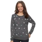 Juniors' Unicorn Spaceship Graphic Sweatshirt, Teens, Size: Large, Grey (charcoal)