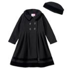 Girls 4-6x Sophie Rose Velvet Trim Black Coat, Girl's, Size: 5
