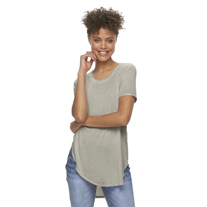 Juniors' Mudd&reg; High-low Shirttail Tee, Girl's, Size: Medium, Med Green