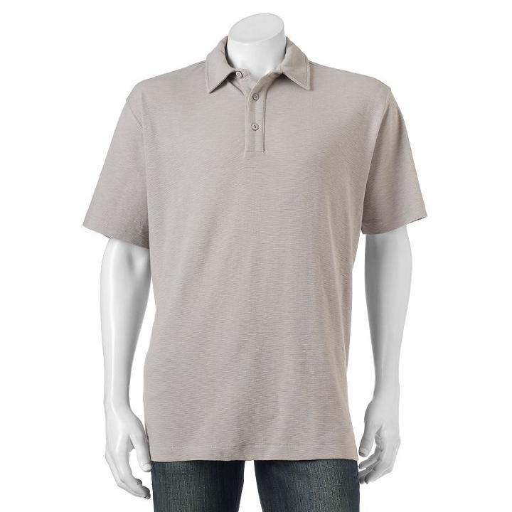 Men's Woolrich Tall Pine Classic-fit Slubbed Polo, Size: Medium, Med Grey