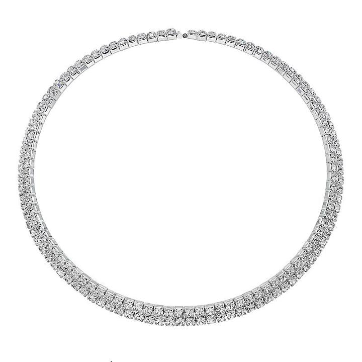 Simulated Crystal 2-row Coil Choker Necklace, Women's