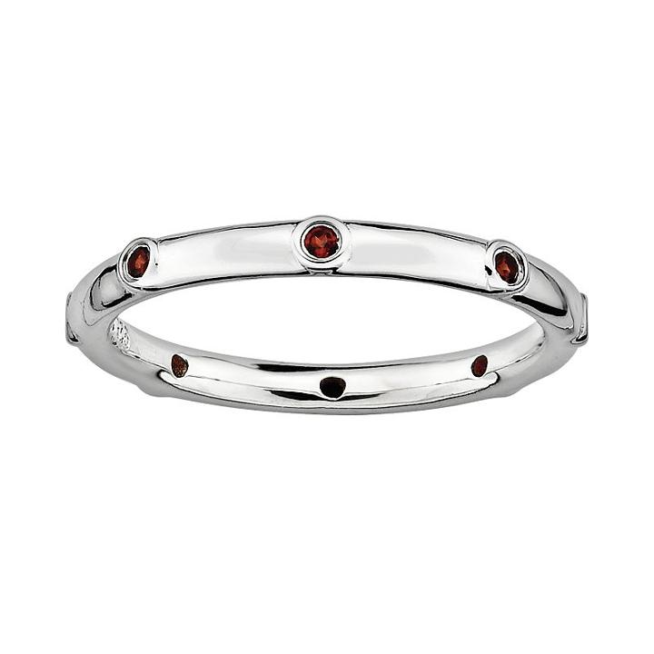 Stacks And Stones Sterling Silver Garnet Stack Ring, Women's, Size: 8