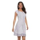 Women's Bethany Chevron Fit & Flare Dress, Size: Xl, Med Grey