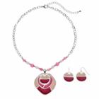 Pink Marbled Colorblock Pendant Necklace & Drop Earring Set, Women's
