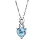 Radiant Gem Blue Topaz Sterling Silver Infinity & Heart Pendant Necklace, Women's, Size: 18