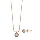 Napier Round Pendant Necklace & Stud Earring Set, Women's, Pink
