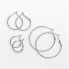 Croft & Barrow&reg; Silver Tone Hoop Earring Set, Grey