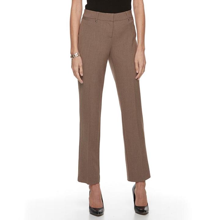 Women's Dana Buchman Straight-leg Pants, Size: 6, Med Brown