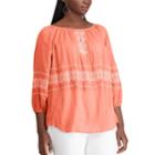 Plus Size Chaps Embroidered Off-the-shoulder Top, Women's, Size: 2xl, Orange