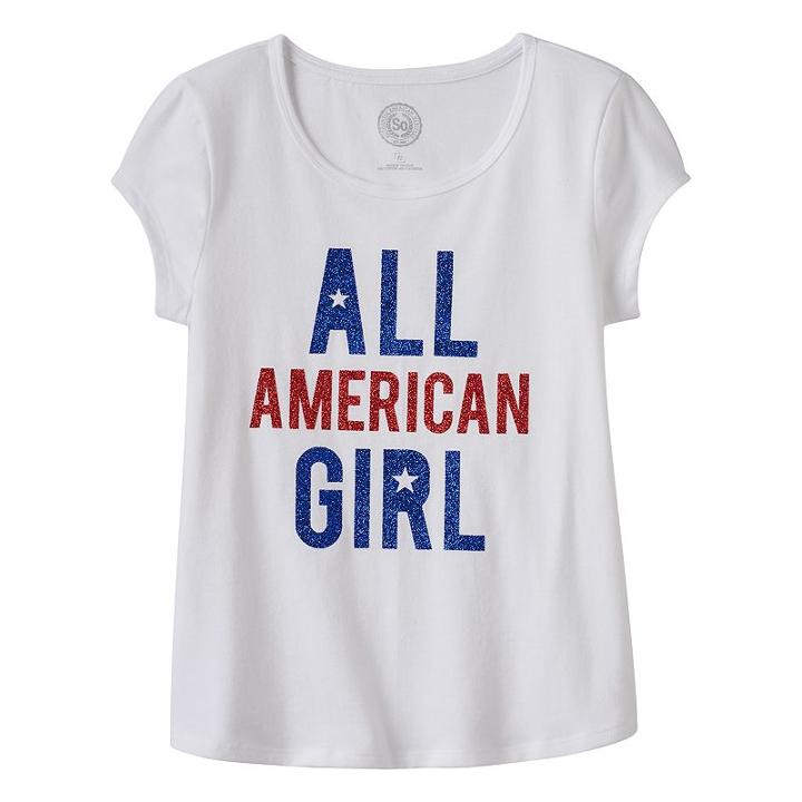 Girls 7-16 & Plus Size So&reg; Patriotic Tee, Girl's, Size: 18 1/2, Natural