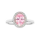 Sterling Silver Pink Cubic Zirconia Oval Halo Ring, Women's, Size: 6