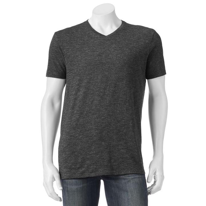 Men's Apt. 9&reg; Modern-fit Crosshatch Roll-tab Button-down Shirt, Size: Medium, Black
