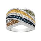 1 Carat T.w. Diamond Sterling Silver Crisscross Ring, Women's, Size: 7, Multicolor