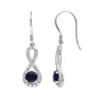 1/10 Carat T.w. Diamond And Lab-created Sapphire 10k White Gold Infinity Drop Earrings, Women's, Blue