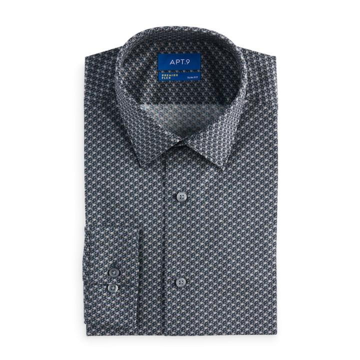 Men's Apt. 9&reg; Slim-fit Premier Flex Collar Stretch Dress Shirt, Size: 14.5-32/33, Grey