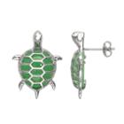 Jade Sterling Silver Turtle Stud Earrings, Women's, Green