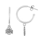 Dayna U Sterling Silver Ohio State Buckeyes Half Hoop Earrings, Women's, Grey