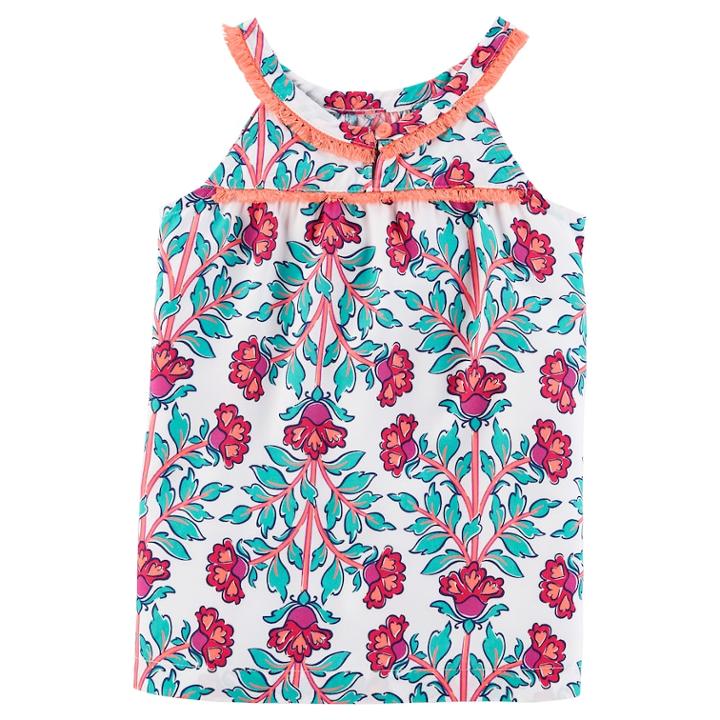 Girls 4-8 Carter's Fringe Trim Floral Printed Tank Top, Size: 6-6x, Print
