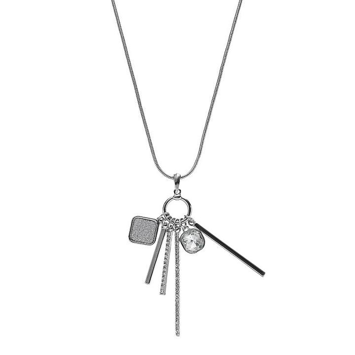 Mudd&reg; Bar & Square Charm Pendant Necklace, Girl's, Grey Other