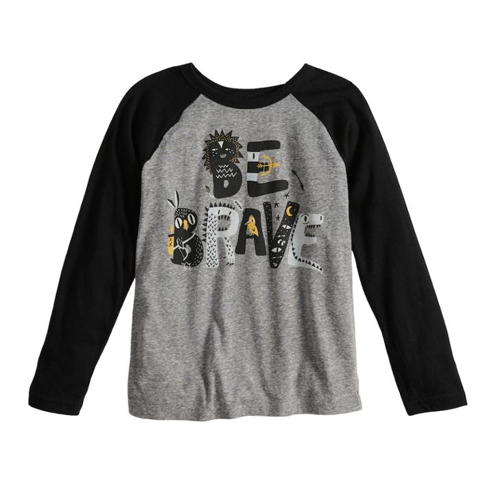 Boys 4-8 Jumping Beans&reg; Be Brave Raglan Graphic Tee, Size: 5, Dark Grey
