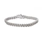 Sterling Silver 1-ct. T.w. Diamond Swirl Bracelet, Women's, Size: 7.5, White