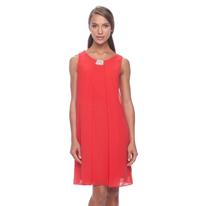 Women's Msk Embellished Shift Dress, Size: 6, Med Orange