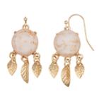 Lc Lauren Conrad Pink Nickel Free Leaf Drop Earrings, Women's