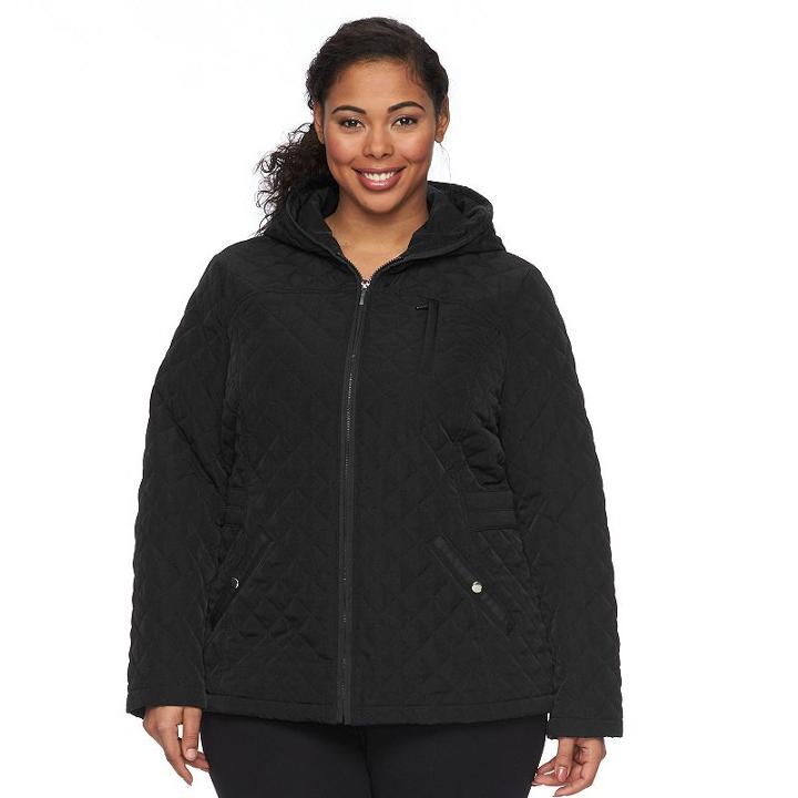 Braetan, Plus Size Hooded Quilted Jacket, Women's, Size: 1xl, Black