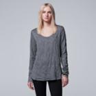 Women's Simply Vera Vera Wang Textured Scoopneck Tee, Size: Xs, Grey