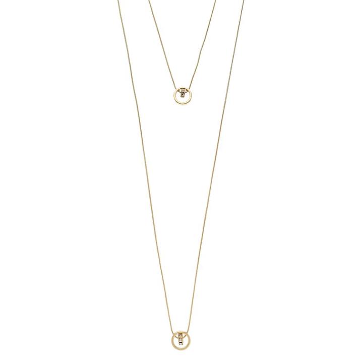 Circle Double Strand Layered Necklace, Women's, Gold