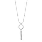 Chaps Long Circle Bar Pendant Necklace, Women's, Silver