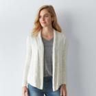 Women's Sonoma Goods For Life&trade; Ribbed Trim Cardigan, Size: Xs, Light Grey