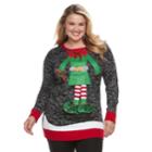 Plus Size Fashion Avenue Us Sweaters Applique Ugly Christmas Sweater Tunic, Women's, Size: 2xl, Multicolor