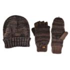 Muk Luks Marled Beanie & Mittens - Men, Brown