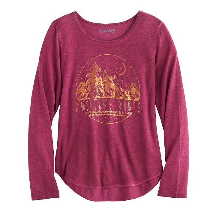 Girls 7-16 & Plus Size Mudd&reg; High-low Graphic Tee, Size: 7-8, Red