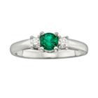 The Regal Collection 14k White Gold Genuine Emerald And 1/6-ct. T.w. Igl Certified Diamond 3-stone Ring, Women's, Size: 7, Green