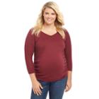 Plus Size Maternity Oh Baby By Motherhood&trade; Pointelle V-neck Sweater, Women's, Size: 2xl, Red