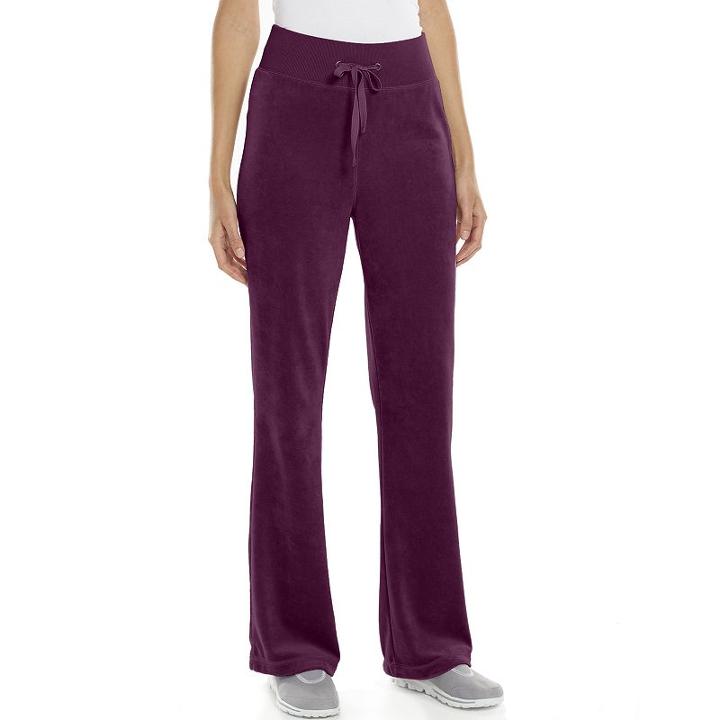Women's Tek Gear&reg; Fit & Flare Velour Lounge Pants, Size: Xs Long, Drk Purple
