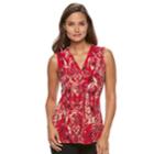 Women's Dana Buchman Pleated V-neck Tank, Size: Medium, Med Red