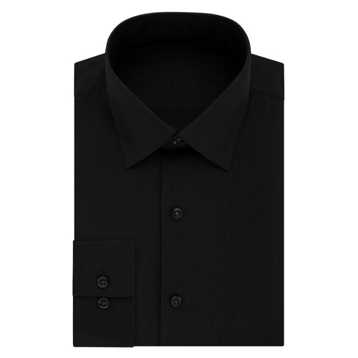 Men's Van Heusen Regular-fit Always Tucked Stretch Dress Shirt, Size: 18.5 36/37, Black