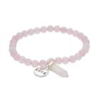 Healing Stone Silver Plated Rose Quartz Love Beaded Stretch Bracelet, Women's, Pink