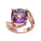 14k Rose Gold Over Silver Amethyst & Lab-created White Sapphire Ring, Women's, Size: 8, Purple