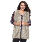 Plus Size Napa Valley Faux-fur Vest, Women's, Size: 1xl, Light Grey