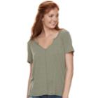 Juniors' Mudd&reg; Notch Neck Tee, Teens, Size: Large, Med Green