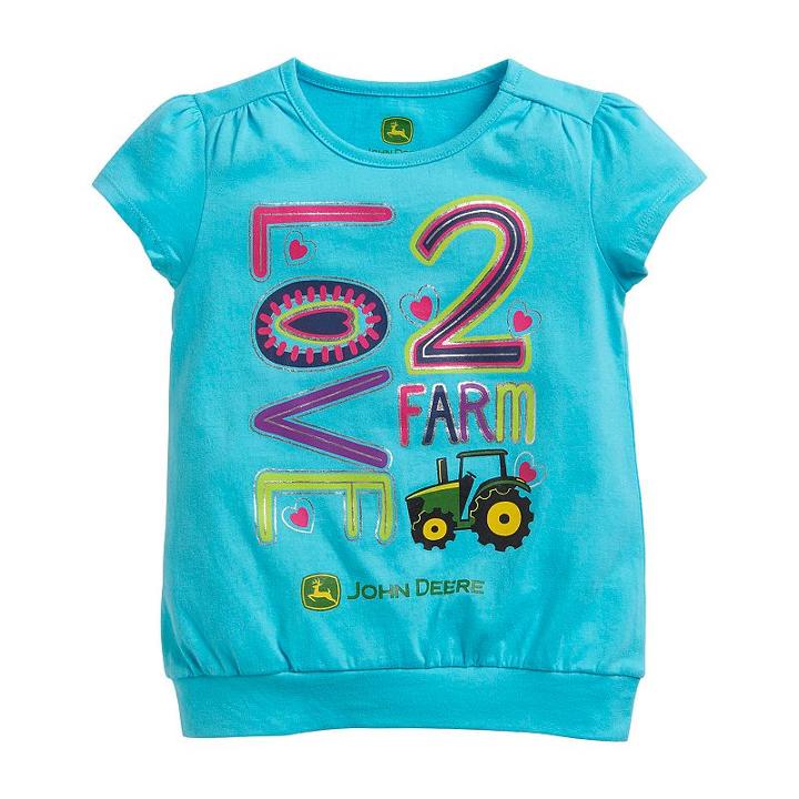 Girls 4-6x John Deere Love 2 Farm Graphic Tee, Girl's, Size: 6x, Turquoise/blue (turq/aqua)