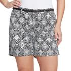 Plus Size Gloria Vanderbilt Nimah Printed Belted Shorts, Women's, Size: 24 W, Black