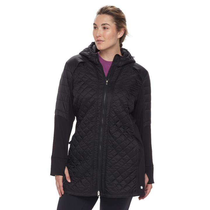 Plus Size Tek Gear&reg; Hooded Quilted Jacket, Women's, Size: 2xl, Black