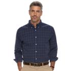 Men's Haggar Classic-fit Plaid Stretch Poplin Button-down Shirt, Size: Xxl, Blue (navy)