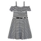 Girls 7-16 Iz Amy Byer Ponte Ruffle Off Shoulder Belted Skater Dress, Girl's, Size: 8, Black